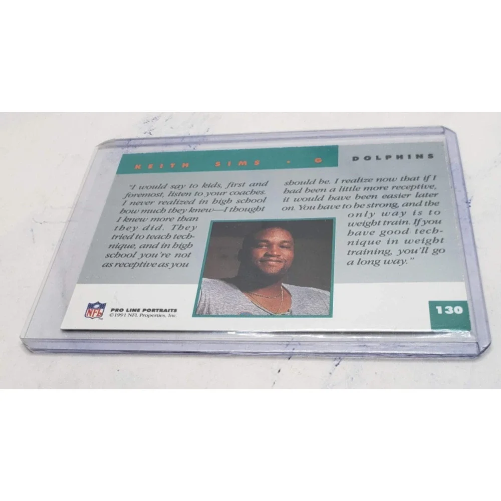 1991 Pro Line Portraits Keith Sims Miami Dolphins #130